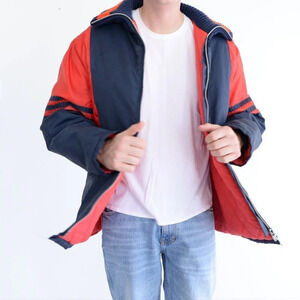 Vintage 70's Stratford Made in Canada Navy & Red Ski Jacket Coat Size  XL